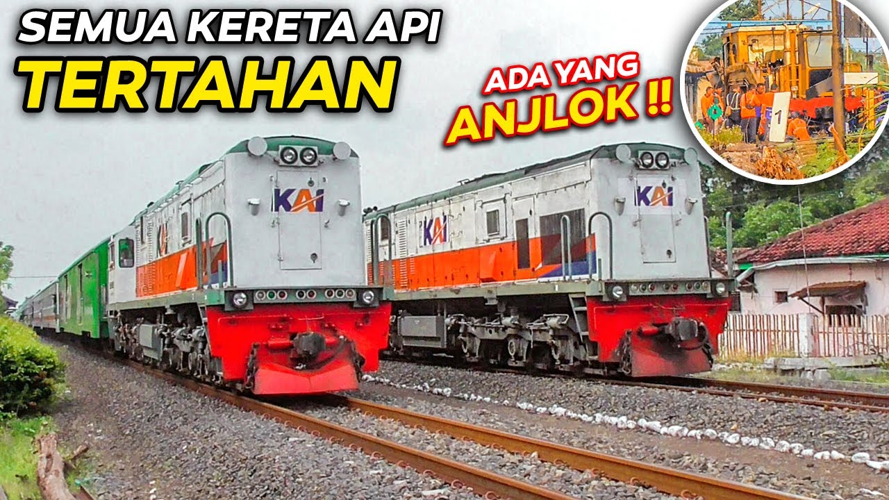 ADA ANJLOKAN!! SEMUA KERETA API TERTAHAN BERKUMPUL DI STASIUN KECIL !!
