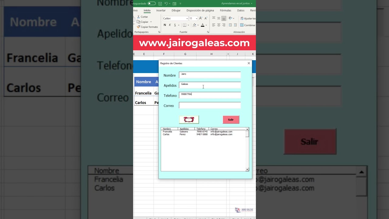 Uso de formularios en excel