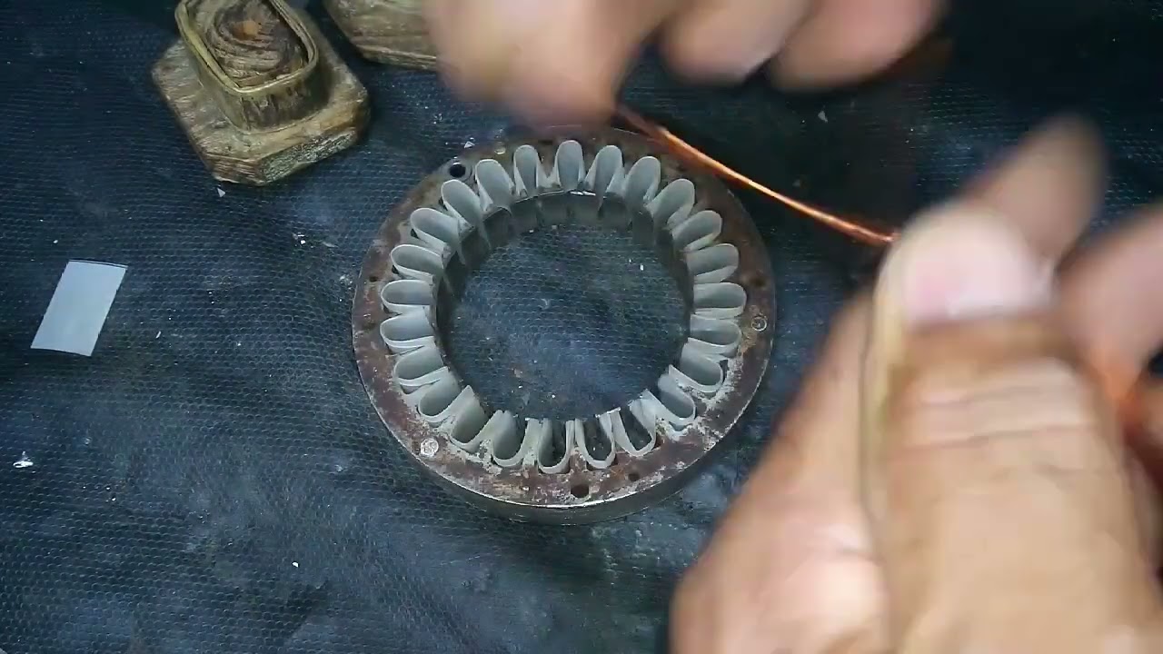 Rebobinando un motor de Ventilador de piso de 24 ranura, 16 bobinas, mas la de velocidad