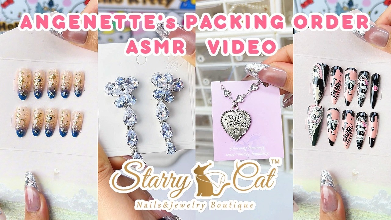 STARRY CAT MINIMALIST NAIL PACKING ASMR | CALM WRAPPING & BOX CLOSING