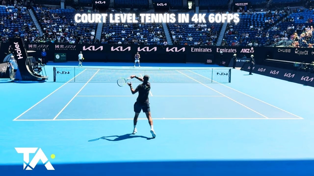 AO26: Alcaraz Vs Auger Aliassime: Court Level Warm Up 4K 60FPS