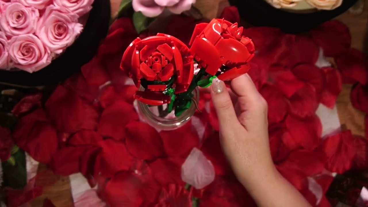 ASMR Rose Petals and LEGO Roses (no talking)
