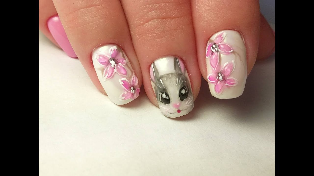 🐰  дизайн со ВТОРОЙ попытки 🐰  милый КРОЛИК на ногтях 🐰  ЦВЕТЫ на ногтях 🐰  FIORE 🐰