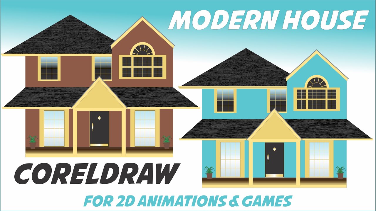 CorelDraw Tutorial - Modern House | How to Draw 2D Props & Game Assets for Beginners
