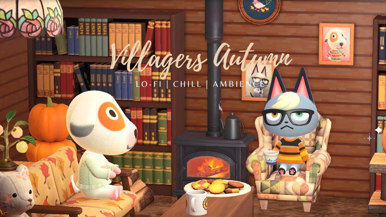 Acnh Chill Lo-fi & Ambience 🎧 | Villagers house Autumn 🍂🎃 | Relax | Study.