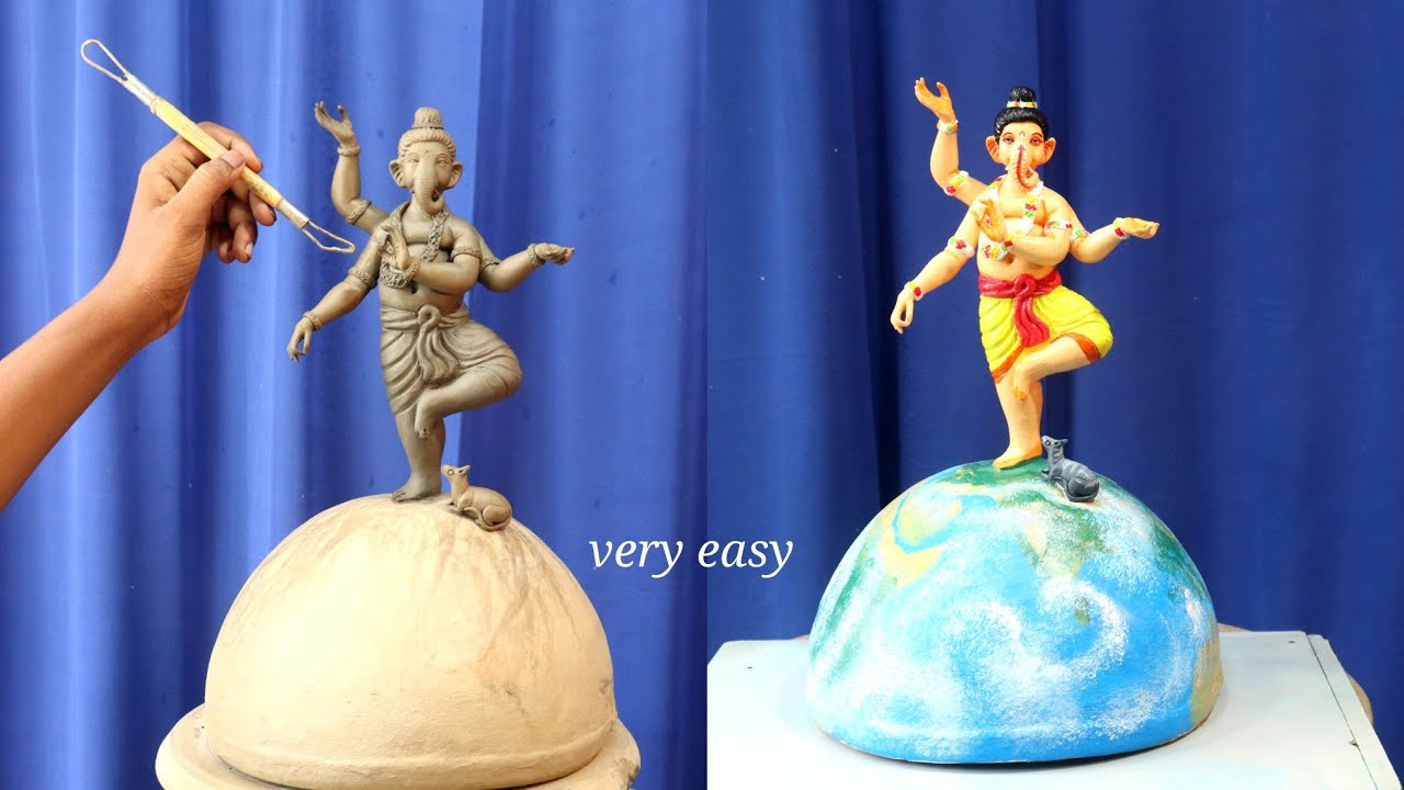 Ganapati murti making and coloring step by step | ganeshji murti on earth | clay art