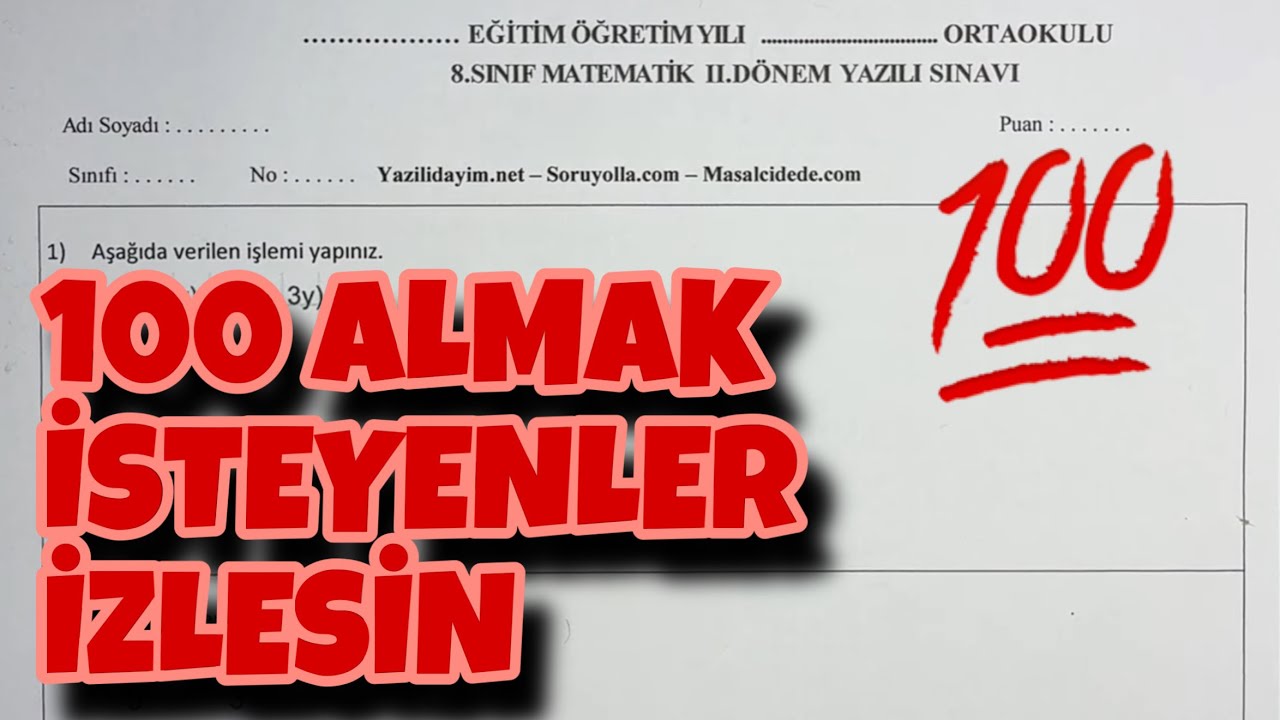 8.Sınıf Matematik 2.Dönem 1.Yazılı
