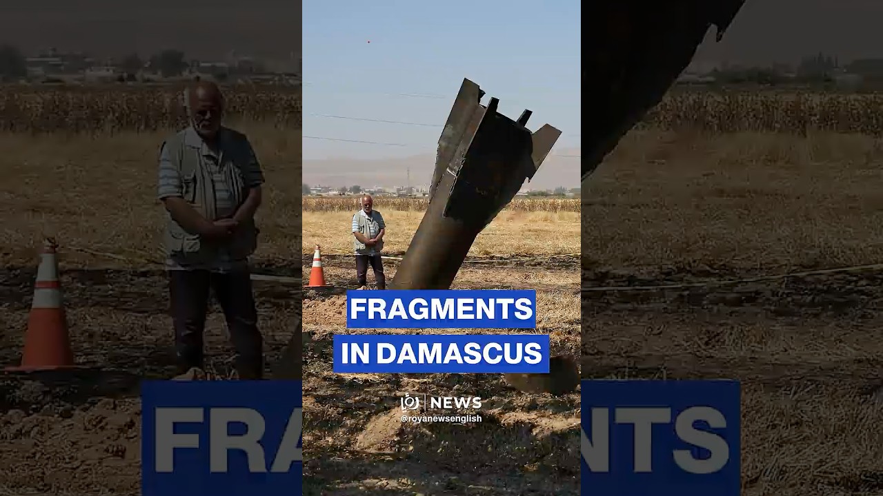Images of Iranian missile fragments in agricultural land near Syrian capital
