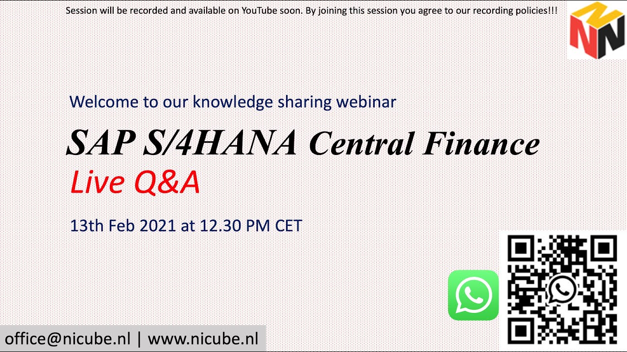 SAP Central Finance Live Q&A Session