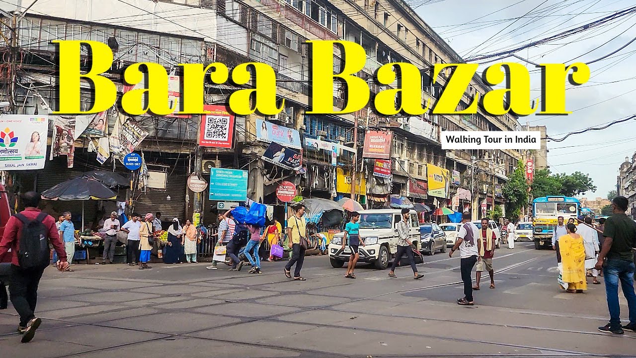 Explore busy road of Bara Bazar via Zakaria Street to Howrah Station | Walking Tour in India | 4K