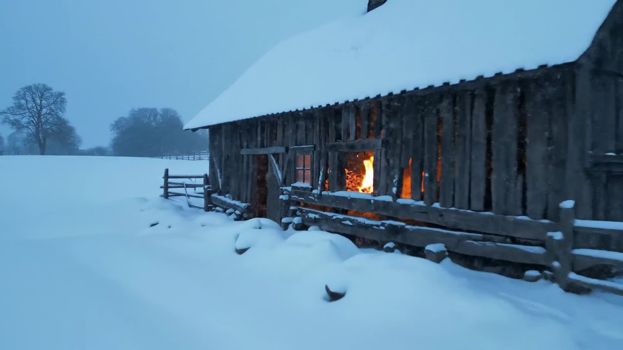 🎄 Calm Medieval Winter Ambience with Snowfall and Fireplace for Deep Focus