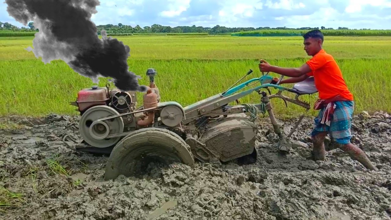 Mini Tractor, Power Tiller Accident in Deep Mud.