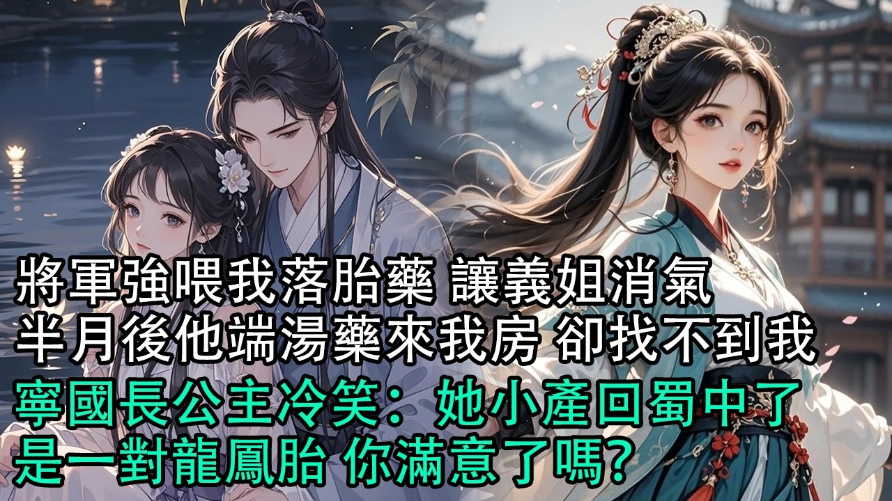 【一口氣看完】將軍強喂我落胎藥 讓義姐消氣，半月後他端湯藥來我房 卻找不到我，寧國長公主冷笑：她小產回蜀中了，是一對龍鳳胎 你滿意了嗎？#古言 #有聲小說 #情感故事