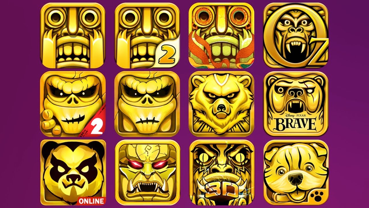 Temple Run, Temple Run 2, Spirit Run, Zombie Run, Zombie Run 2, Temple Run Oz, Brave, Endless Run