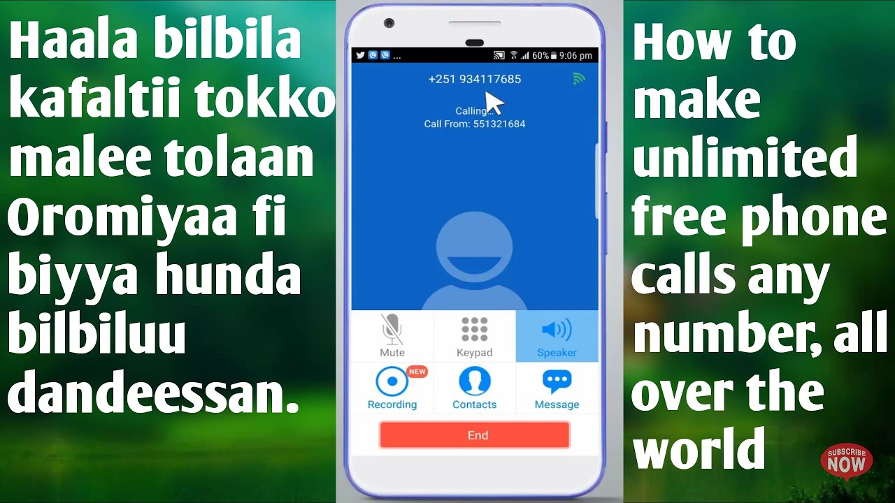 Haala bilbila kafaltii tokko malee tolaan oromiyaa fi biyya hunda bilbiluu dandeessan. How to call F