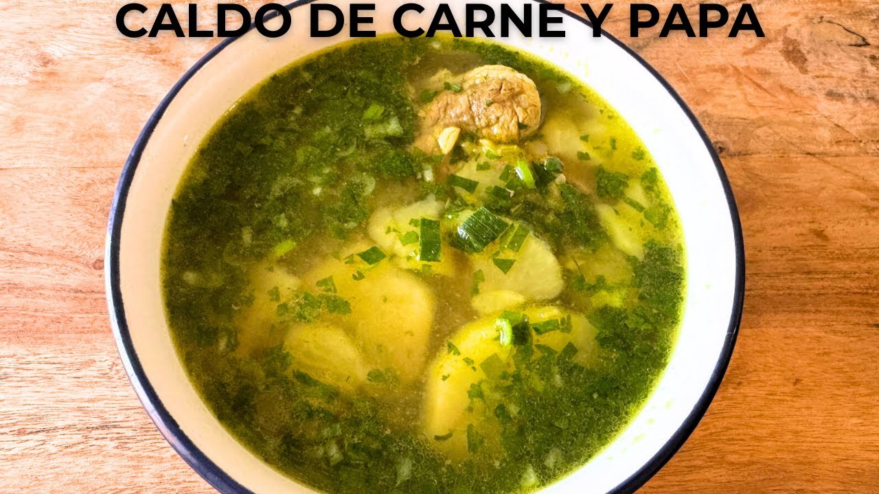 Caldo de papa con carne | Receta casera y reconfortante 🍲