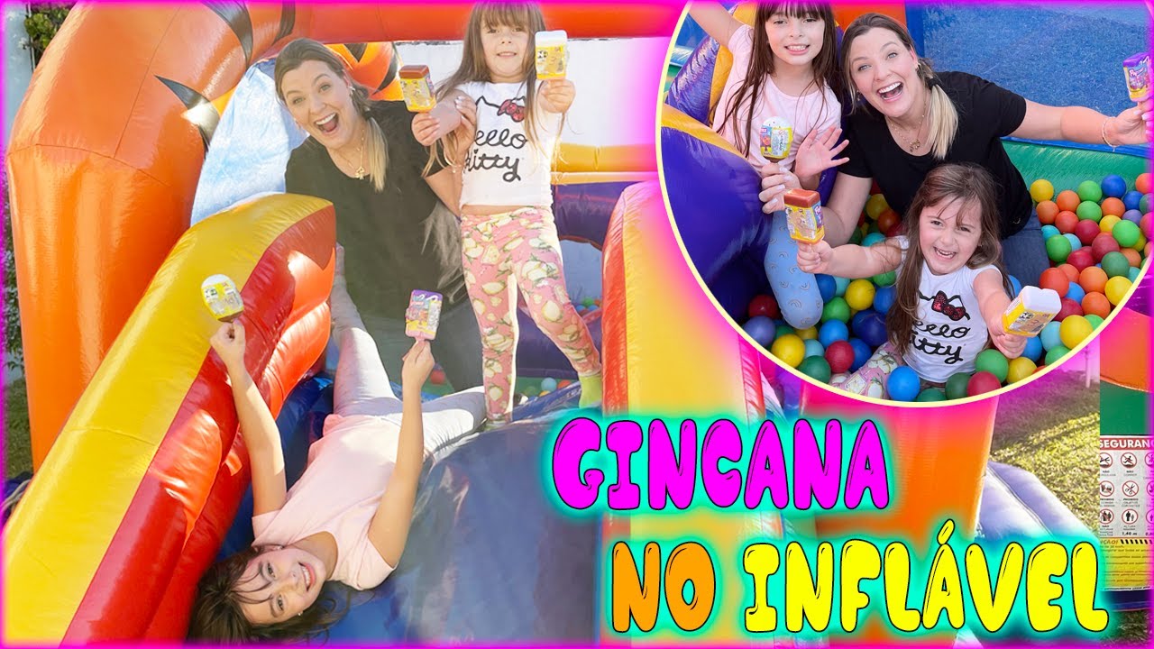 Super gincana no brinquedo inflável em família | Jéssica Godar, Laurinha E Helena E Gabriel