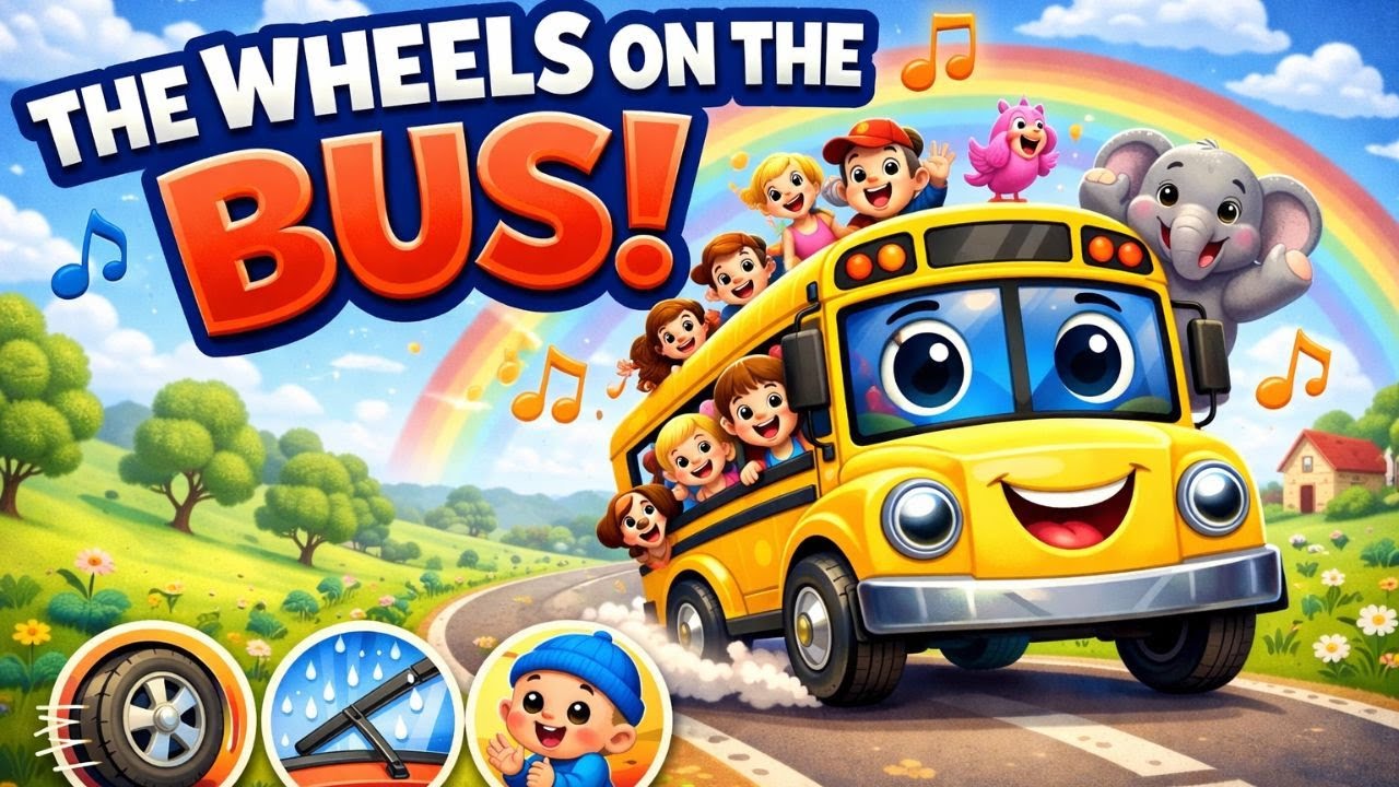 The Wheels on the Bus 🚌 | Nursery Rhymes for Kids | Preschool Songs & Poems |  HH Wonder Planet