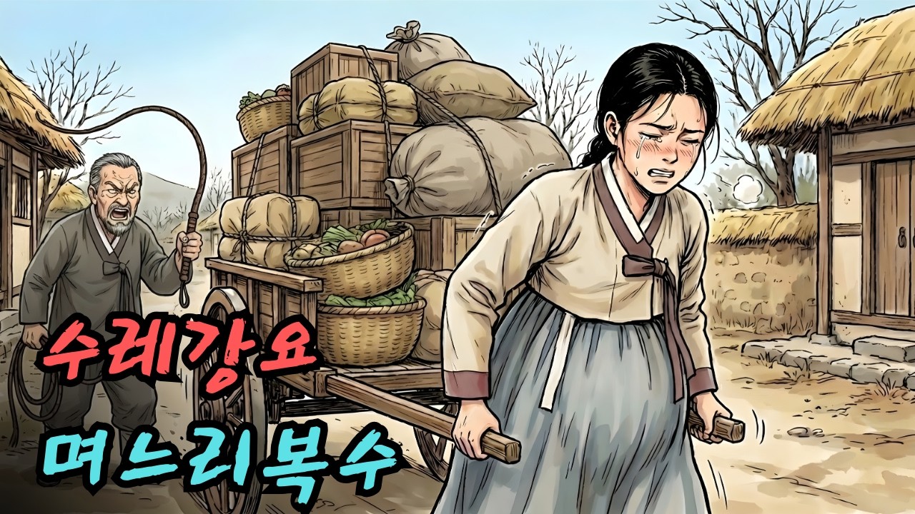시아버지는 임신한 며느리에게 짐이 가득 실린 수레를 끌도록 강요했고, 며느리의 복수로 시아버지는 자신의 행동을 후회하게 되었다. |민담 |전설 |설화 |옛날이야기 |오디오북