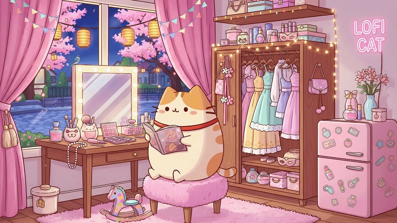 Cozy Cat's Pink Room 🌸 Lofi Winter Music & Chill Ambience 🎶 Perfect for Studying