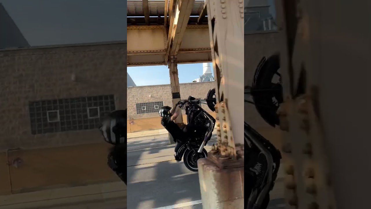 Rear wheel on a Harley Davidson through CHI TOWN CHICAGO #chicago #chitown #harleydavidson #stunt