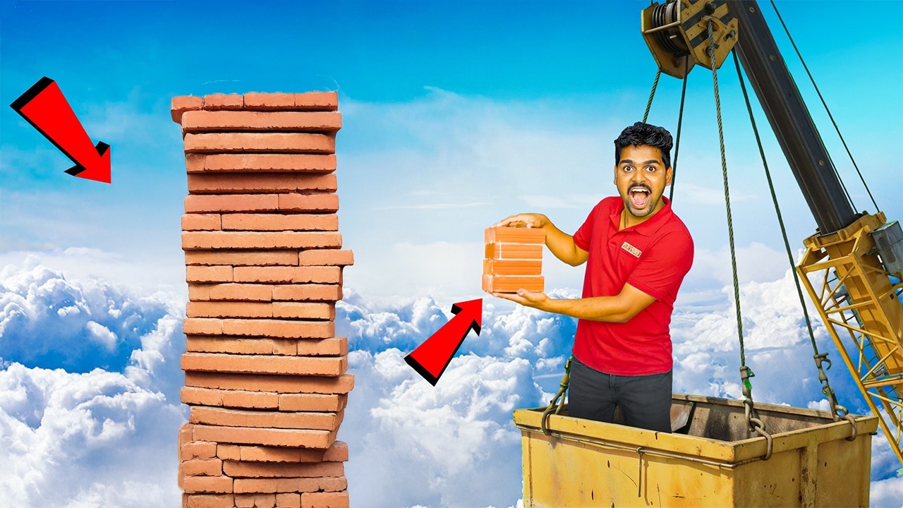 Building the Tallest Brick Tower Challenge 🔥🔥 Telugu Experiments