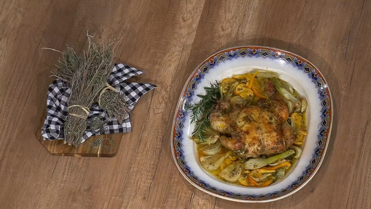 Κοτόπουλο με πορτοκάλι, μαραθόριζα και δεντρολίβανο Αργολίδας | Ανδρέας Λαγός