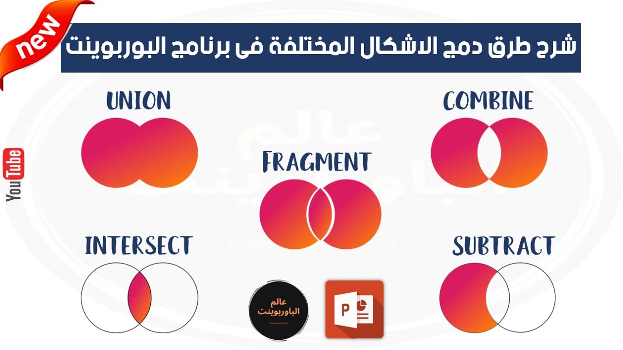 تعرف على طريقة دمج الاشكال فى البوربوينت مع التطبيق بالامثلة