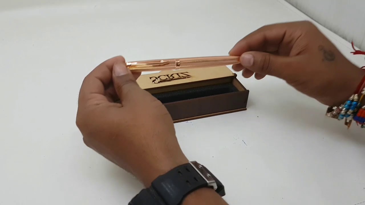 SCRIZ ROSE GOLD PREMIUM BRASS FULL ENGRAVED BODY ROLLER PEN (CRAFTED IN GERMANY)