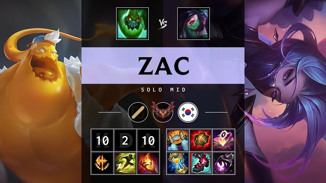 Zac Mid vs Akali - KR Grandmaster Patch 25.21