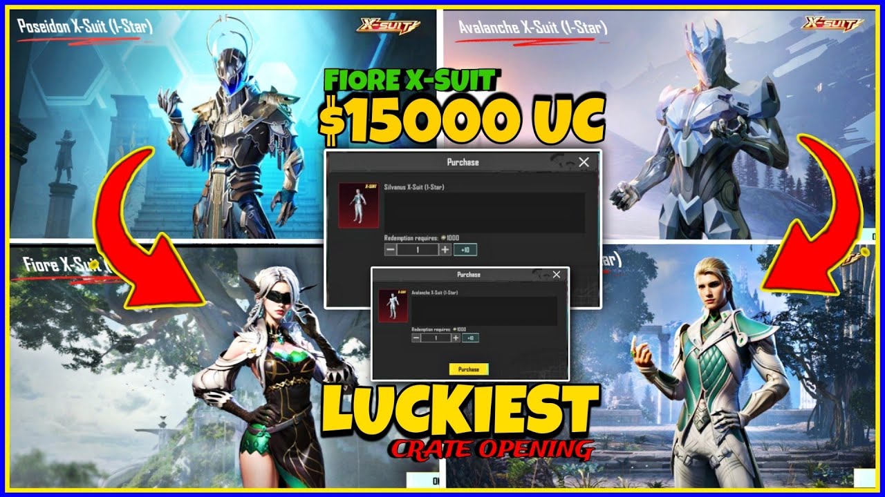 FIORE X-SUIT $15000UC+ LUCKIEST X-SUIT CRATE OPENING IN BGMI • I GOT 4 X-SUITS