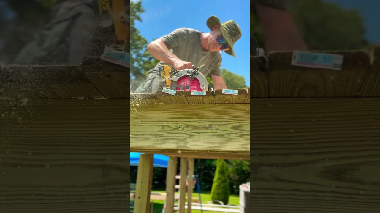 Unleash the power of precision with those razor-sharp edges!!!#deckbuilding #wooddecking #wood