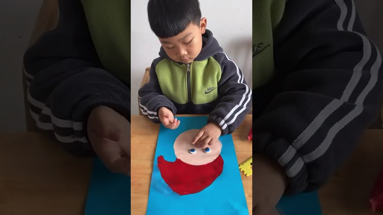 santa claus craft by 5 year old boy  