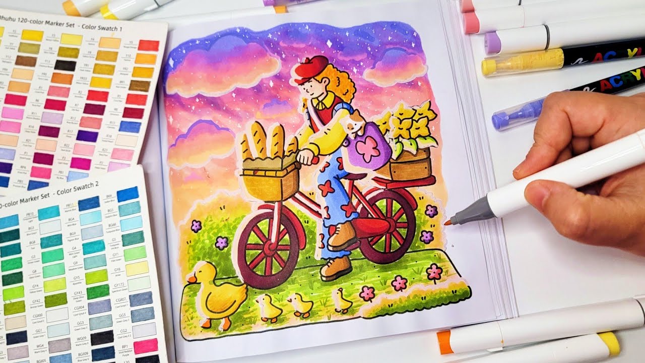 Color With Me (ASMR) | Girl Moments Coco Wyo Coloring Book | Using Ohuhu Markers