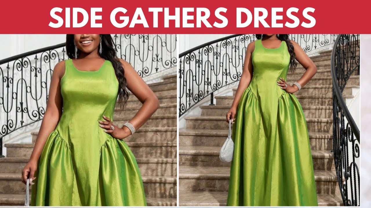 How to Cut & Sew a Stylish DRESS with SIDE GATHERS | Side Gored Dress Tutorial | Silem