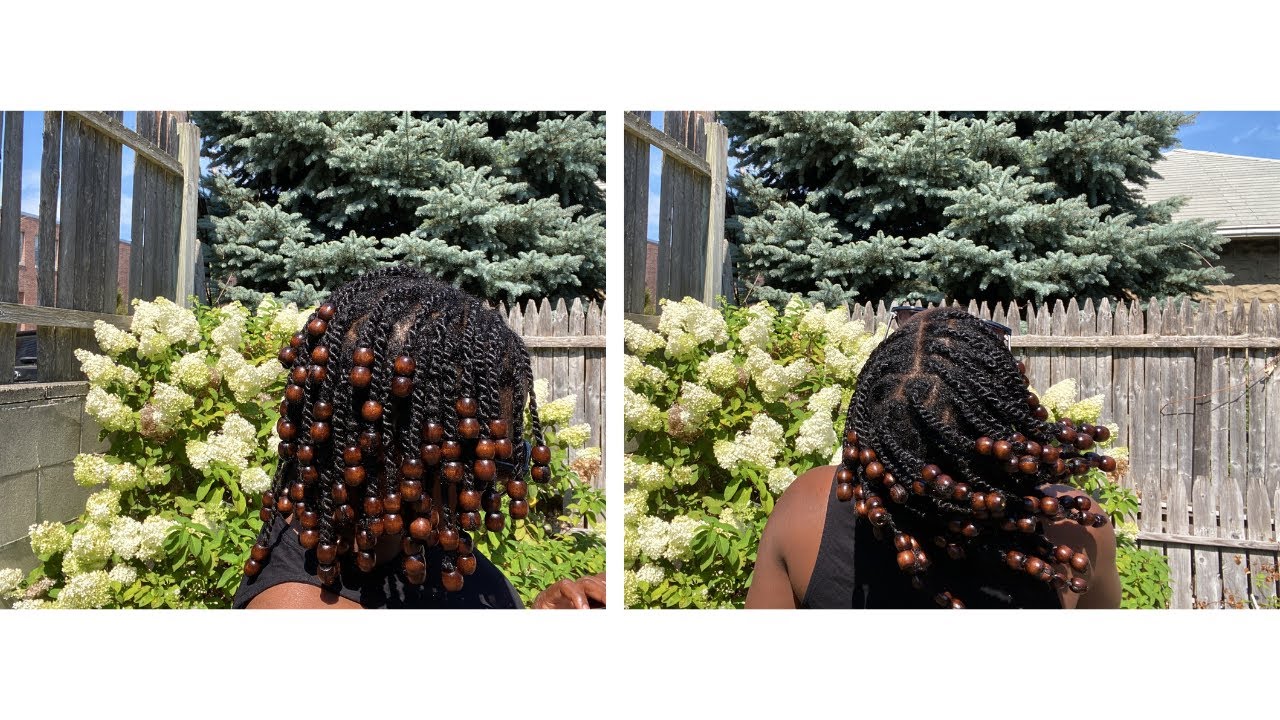 Quick natural hair twits with jumbo brown beads | AllThingsHair ||AllThingsRoseMetics