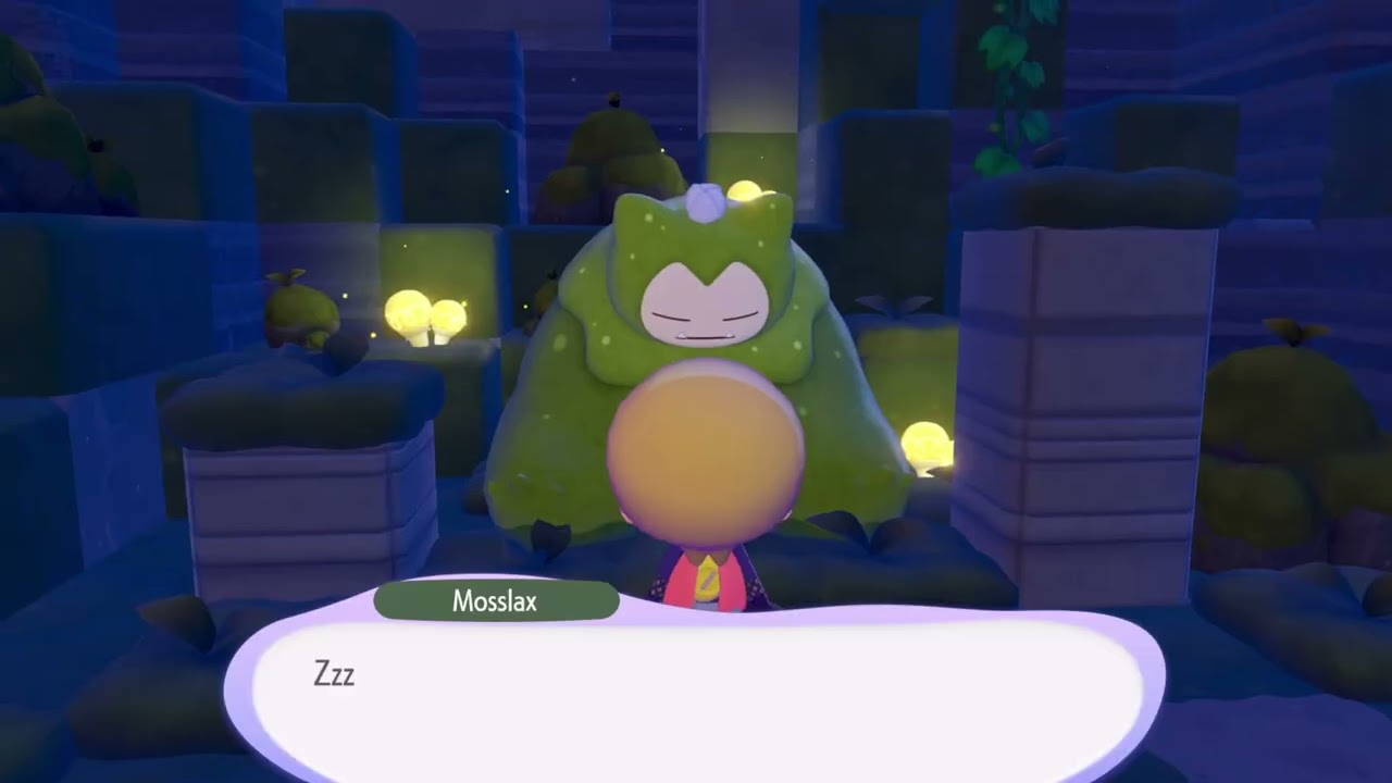 I found Mosslax in Pokémon Pokopia! Now to wake him up...