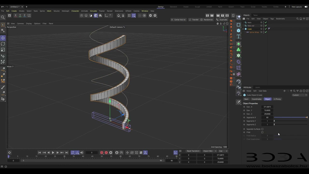 Spline Wrap deformer