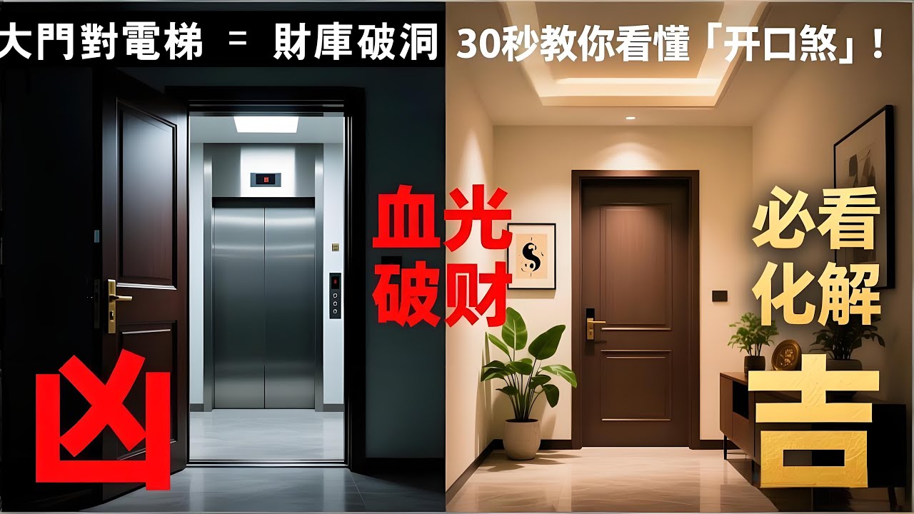 【大門正對電梯】- 大門正對電梯＝財庫破洞？30 秒看懂什麼是「開口煞」!  別再住進去才後悔！電梯對大門：血光、破財、多病痛，破解方法全公開！