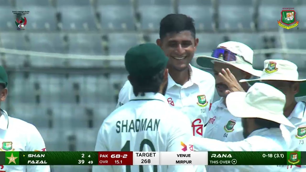 BIG BREAKTHROUGH! Nahid Rana gets the skipper. Shan Masood caught by Litton Das 🔥