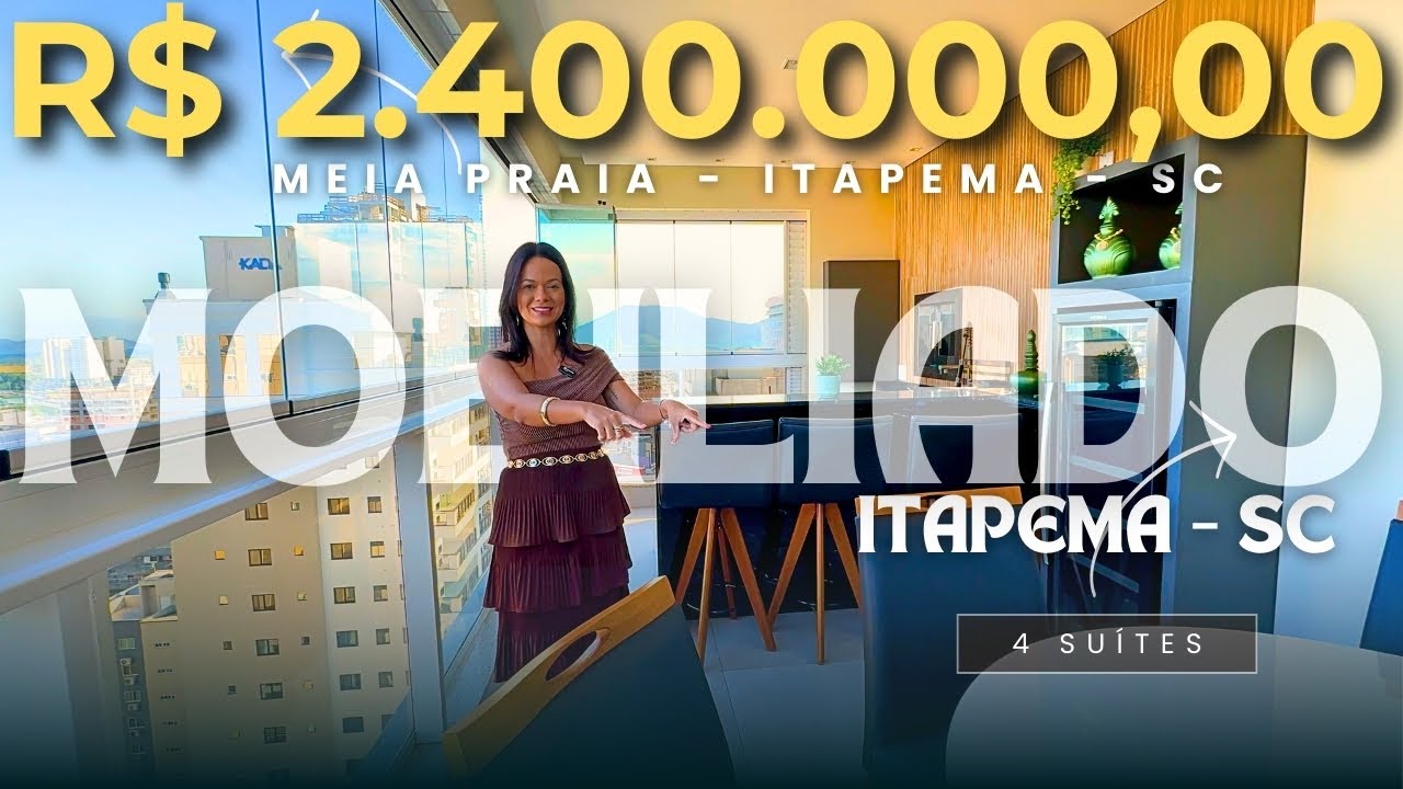 Lindo apartamento mobiliado em Meia Praia, Itapema - SC, com 4 suítes | Águas Cristalinas