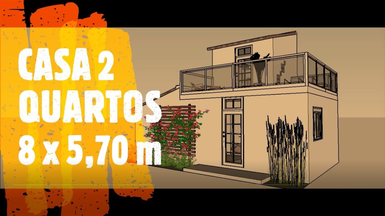 CASA PEQUENA 8 X 5,70m COM 2 QUARTOS!