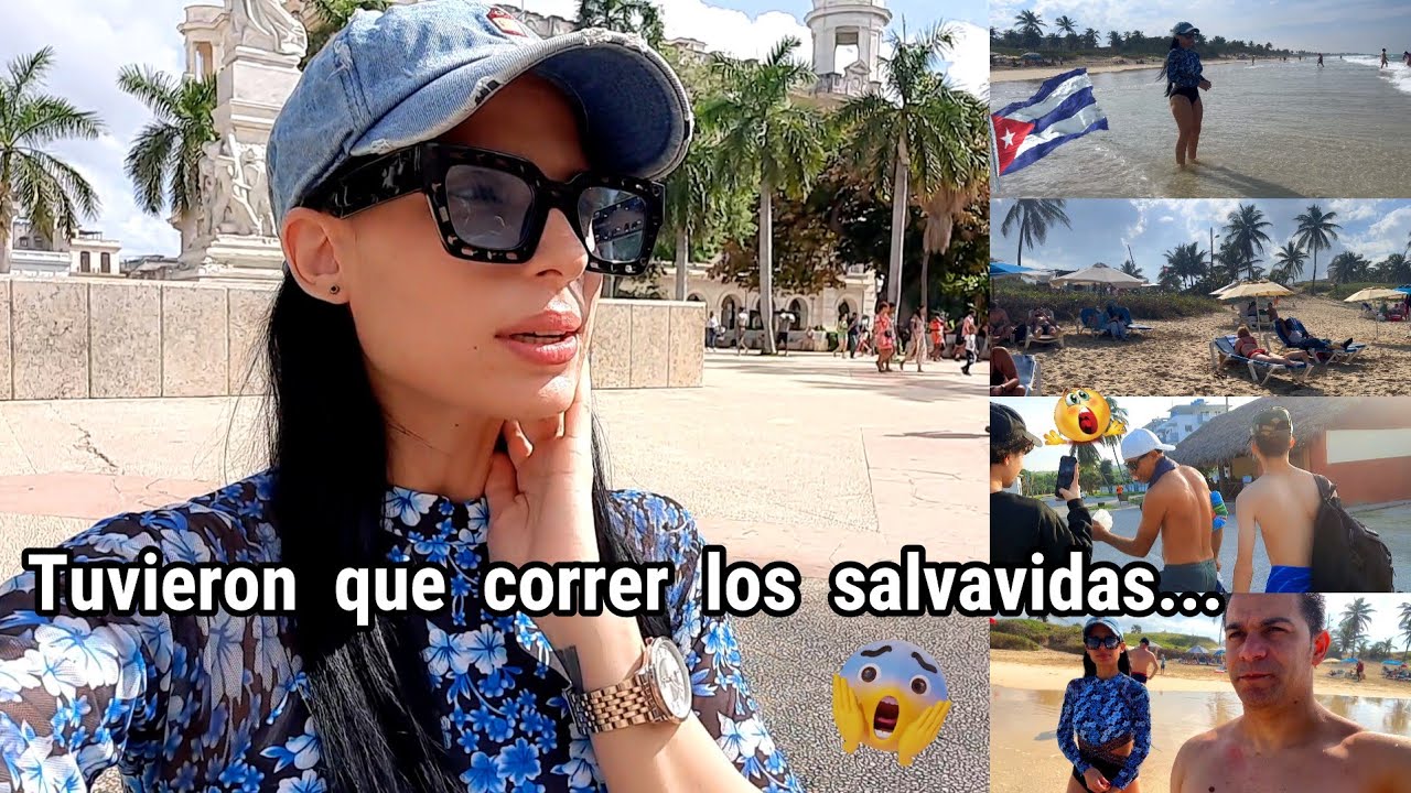 asi fue este día de playa en Cuba 🇨🇺🏖que susto se llevaron😲🌊mami quería correr a casa 🤦‍♀️📣