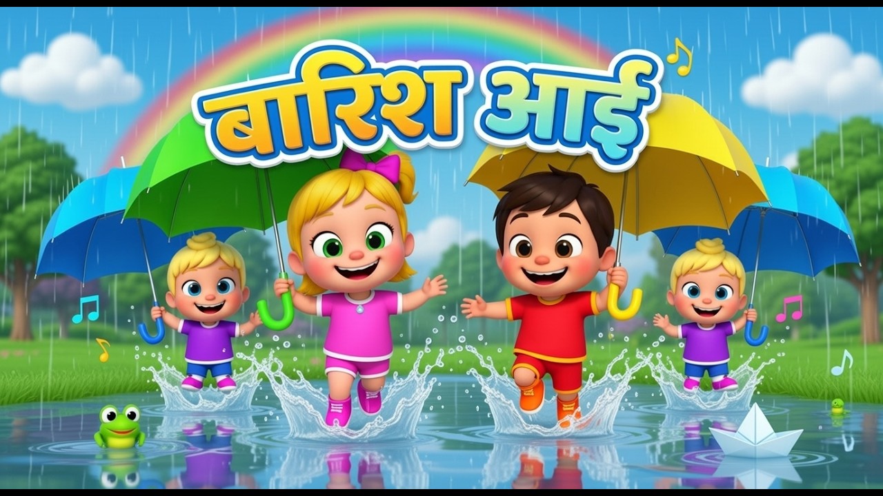 Baarish Aayi Cham Cham Cham 🌧☔|| बारिश आई छम छम छम | Hindi Rhymes For Kids - Mini Melody Rhymes