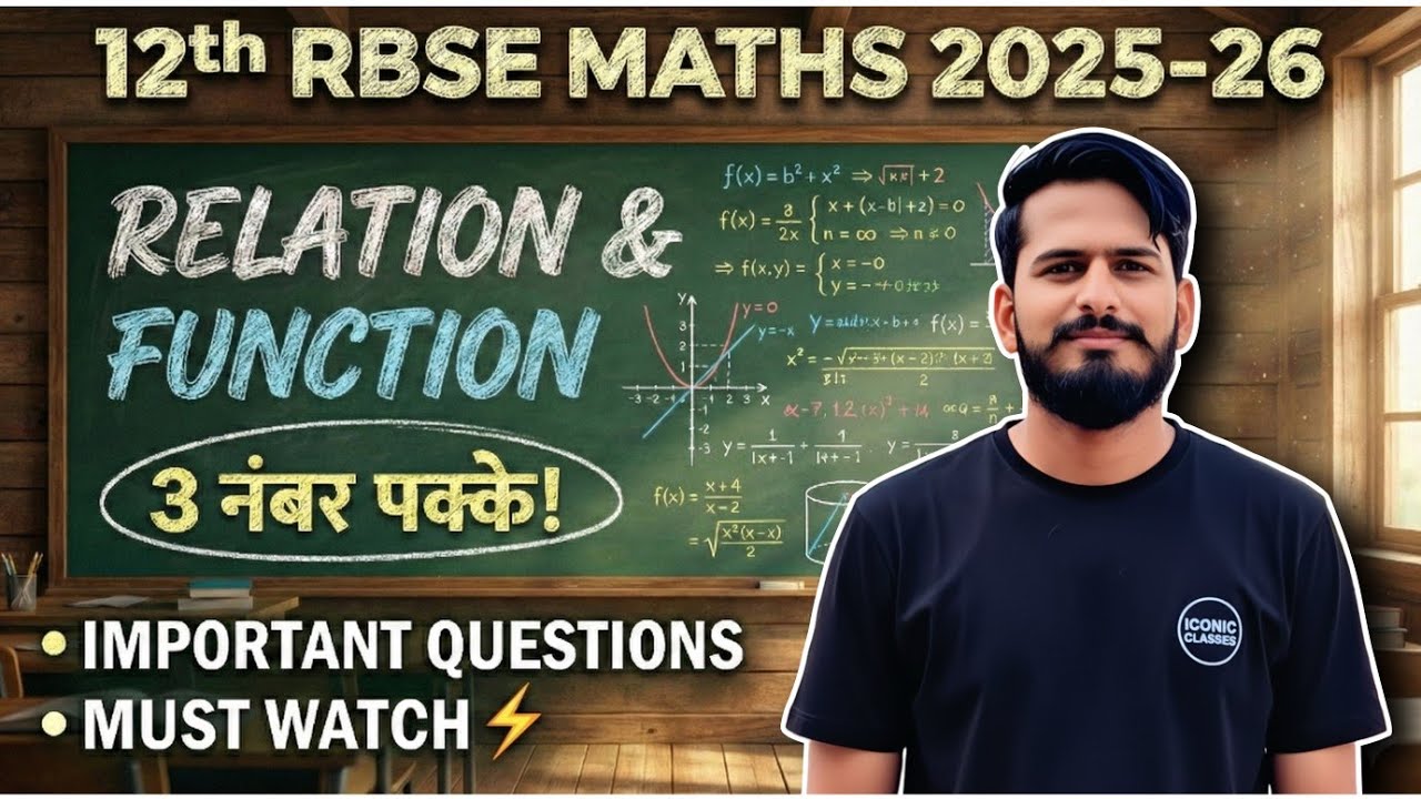 RBSE Class 12 Maths Chapter 1: Relations & Functions Important Questions 2025-26 | ICONIC CLASSES