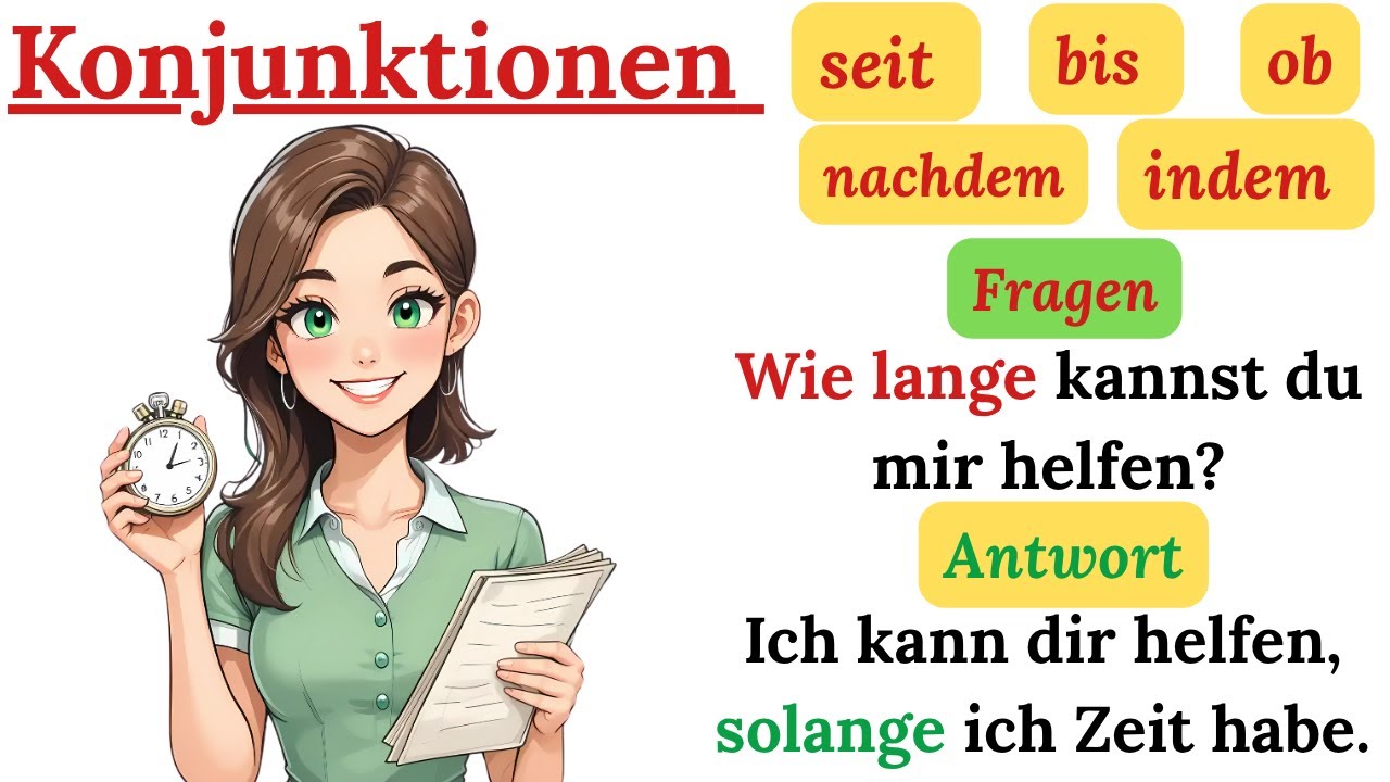 10 wichtige Konjunktionen mit Beispielsätzen Deutsch lernen  B1 📚✏️