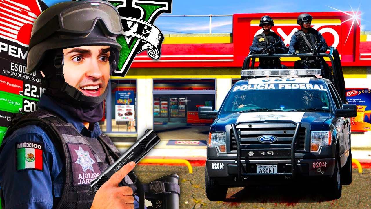 SALVANDO el OXXO como POLICIA MEXICANO en GTA 5 !! 👮‍♂️🚨 (Mods)