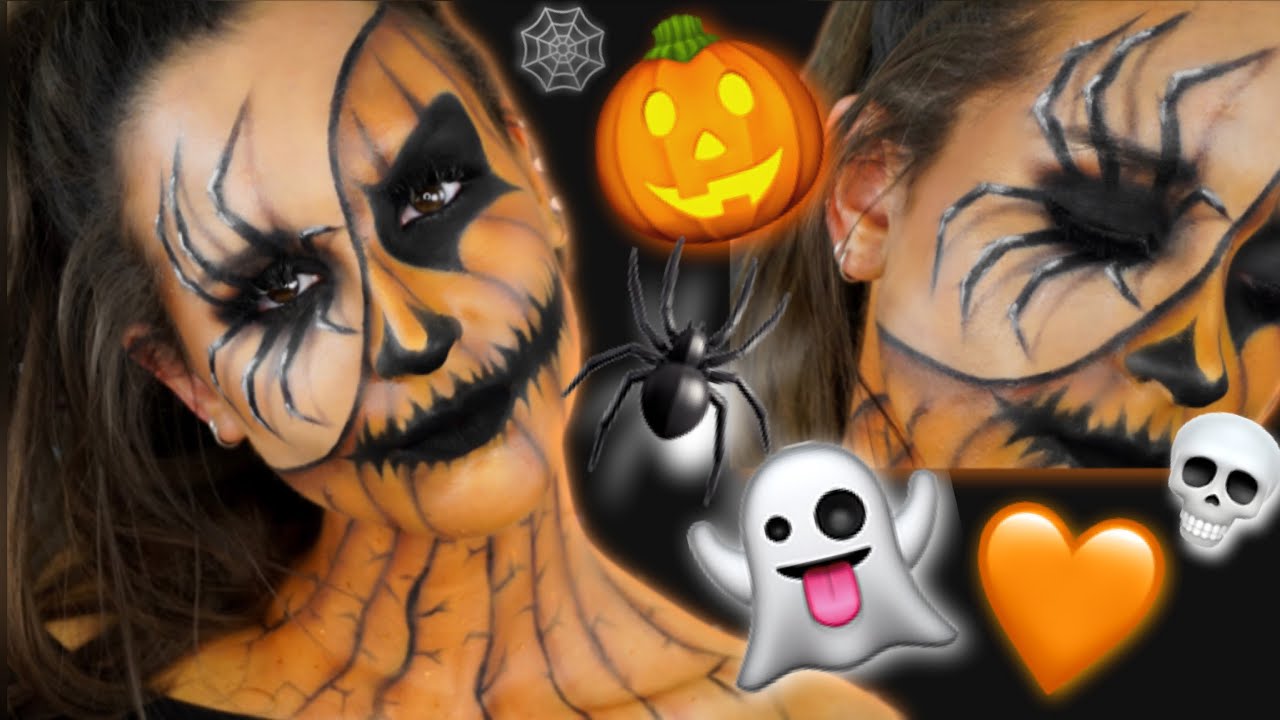 3D SPIDER EYE 🕷 PUMPKIN 🎃 HALF FACE HALLOWEEN MAKEUP TUTORIAL | Hannah Dorman
