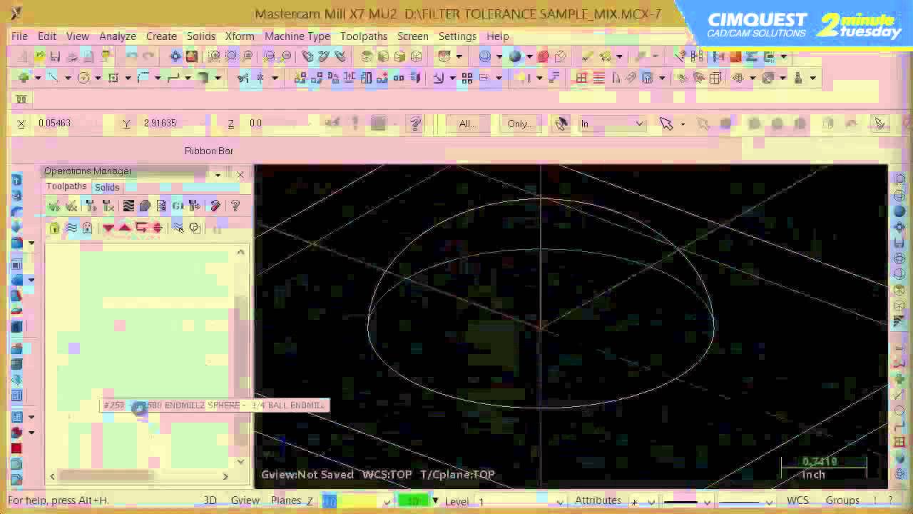 Mastercam Filtering and Tolerances - Cimquest 2 Minute Tuesdays.