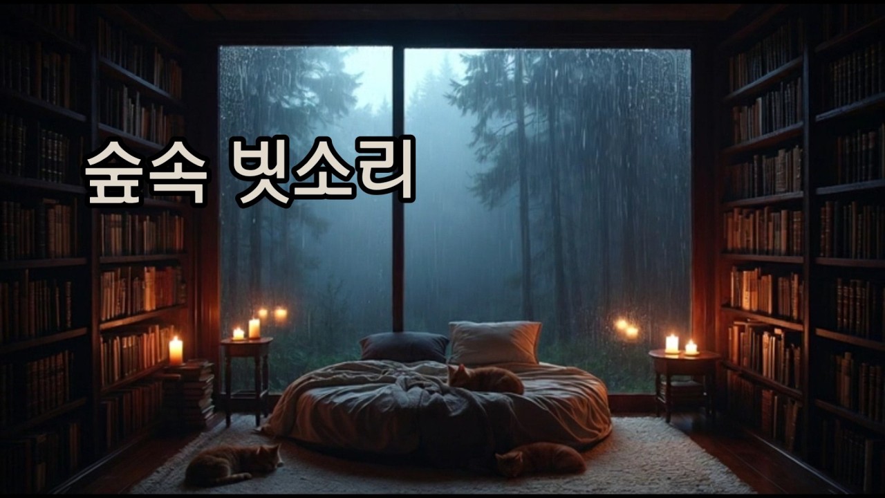 숲속 창문과 밤비 | 포근한 침실에서 듣는 수면 빗소리#휴식시간#rainynight